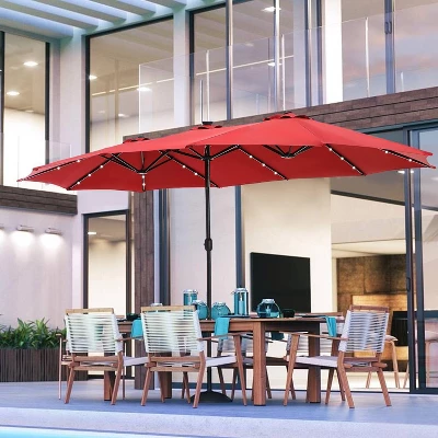 15' X 9' Rectangular Lit Outdoor Patio Market Umbrella With Extra Large Base And Sand Bags - Captiva Designs - Image 14