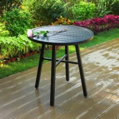3pc All-Weather Metal/Steel Set With 2 Chairs & Round Table - Captiva Designs