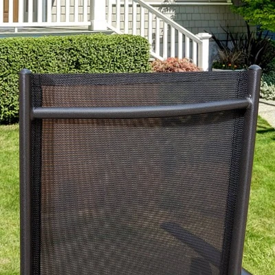 5pc Patio Dining Set With Square Metal Table With Umbrella Hole And Foldable Sling Chairs - Captiva Designs - Image 3