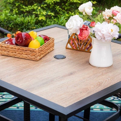 5pc Patio Set With Square Steel Table & Lightweight Aluminum Frame Sling Chairs - Captiva Designs - Image 2