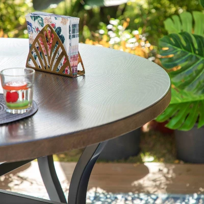 5pc Outdoor Dining Set With Round Painted Table With Umbrella Hole - Captiva Designs - Image 8