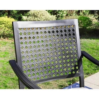 7pc Outdoor Dining Set With Swivel Chairs & Metal Table With Umbrella Hole - Captiva Designs - Image 7