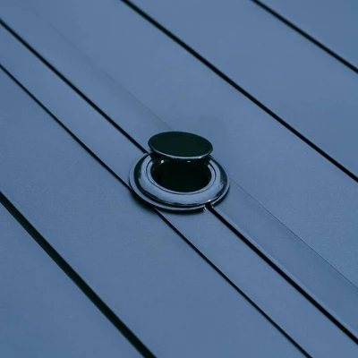 7pc Outdoor Dining Set With Swivel Sling Chairs & Large Metal Rectangle Table With Umbrella Hole - Gray - Captiva Designs - Image 10