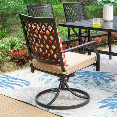 7pc Patio Set With 37" Table & Diamond Back Swivel Arm Chairs - Captiva Designs - Image 5