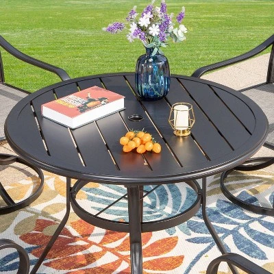 5pc Patio Dining Set With Round Table & Steel Swivel Chairs - Captiva Designs - Image 9