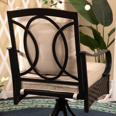 5pc Outdoor Dining Set With Swivel Chairs With Seat & Back Cushions & Square Metal Slat Table With 1.57" Umbrella Hole - Captiva Designs - Image 11