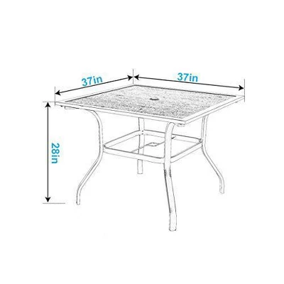 37"x37" Square Patio Dining Table With Umbrella Hole - Captiva Designs - Image 4