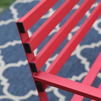 Outdoor Steel Loveseat Bench - Red - Captiva Designs - Image 7