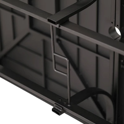 7pc Outdoor Dining Set With Steel Swivel Chairs & Large Rectangle Metal Table With Umbrella Hole - Black - Captiva Designs - Image 5