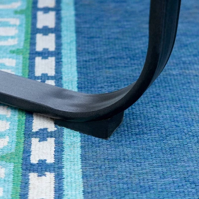 5pc Outdoor Dining Set With Padded Sling C-Spring Chairs & Round Metal Table With Umbrella Hole - Black - Captiva Designs - Image 9