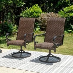 5pc Patio Dining Set With 360 Swivel Chairs & Square Steel Table - Captiva Designs