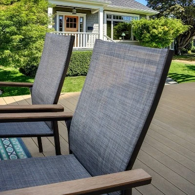 7pc Patio Dining Set With Rectangle Table With 2.6" Umbrella Hole & Aluminum Arm Chairs - Captiva Designs