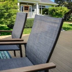 5pc Patio Set With Steel Table With 2" Umbrella Hole & Aluminum Frame Sling Chairs - Captiva Designs