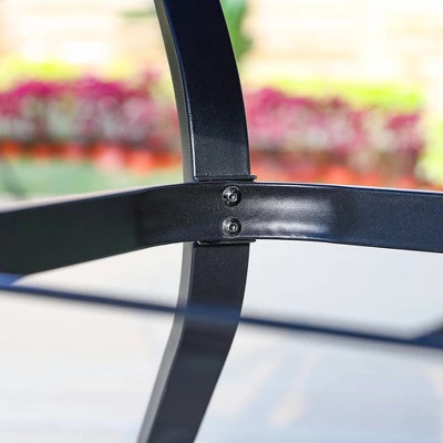 5pc Patio Dining Set With 360 Swivel Chairs With Cushions And Square Steel Table - Captiva Designs - Image 6