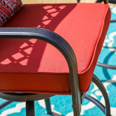 5pc Outdoor Set With Swivel Stools & Cushions & Square Metal Table - Captiva Designs - Image 3