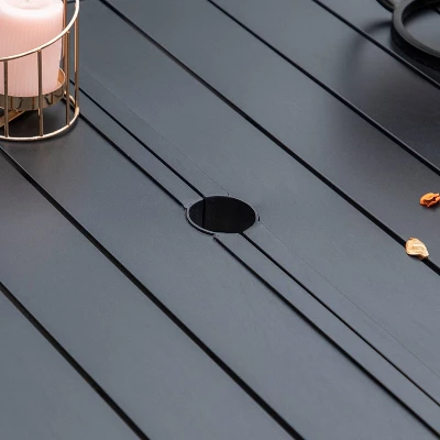 7pc Outdoor Dining Set With Chairs With Cushions & Large Metal Table With Umbrella Hole - Captiva Designs - Image 8