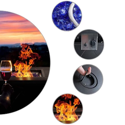 28" Outdoor Gas Fire Pit Table With Lid & Glass - Captiva Designs - Image 3