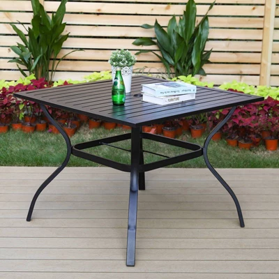 5pc Patio Dining Set With Steel Table With 1.57" Umbrella Hole & Padded Arm Chairs - Captiva Designs - Image 5