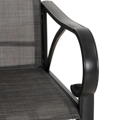 2pk Outdoor Swivel Bar Stools With Metal Frame & Sling Fabric - Captiva Designs - Image 5