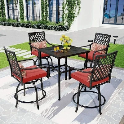 32" Outdoor Square Stainless Steel Bar Table With Umbrella Hole - Captiva Designs - Image 6