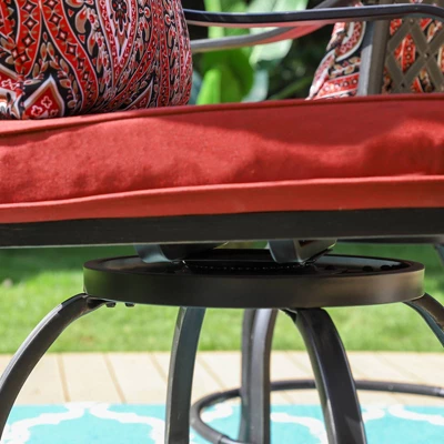 5pc Outdoor Set With Swivel Stools & Cushions & Square Metal Table - Captiva Designs - Image 6