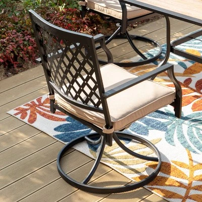 5pc Outdoor Swivel Chairs & Square Table - Captiva Designs - Image 3