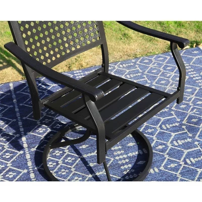 7pc Outdoor Dining Set With Swivel Chairs & Metal Table With Umbrella Hole - Captiva Designs - Image 8
