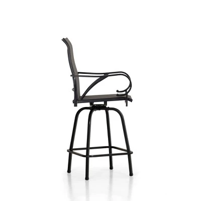 2pk Outdoor Swivel Bar Stools With Metal Frame & Sling Fabric - Captiva Designs