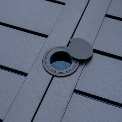 Outdoor Rectangle Steel Dining Table - Black - Captiva Designs - Image 2