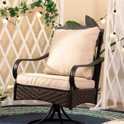 5pc Outdoor Dining Set With Swivel Chairs With Seat & Back Cushions & Square Metal Slat Table With 1.57" Umbrella Hole - Captiva Designs - Image 8