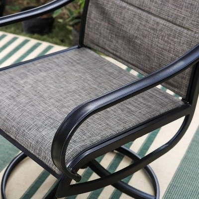 5pc Patio Set With Square Table & Steel 360 Swivel Sling Arm Chairs - Captiva Designs - Image 12