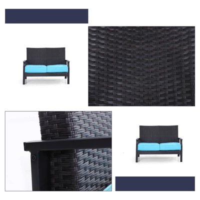 Rattan Wicker Patio Loveseat - Captiva Designs - Image 2