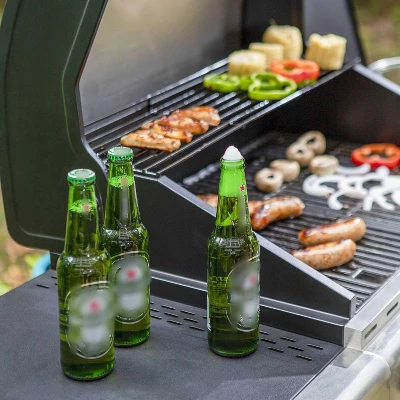 Captiva Designs E02GR001 Stainless Steel 4-Burner Propane Gas Grill With Side Burner And Side Tables - Image 4