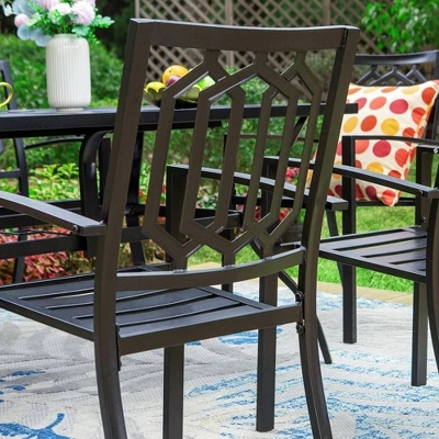 5pc Patio Table & Metal Chairs With Diamondback Design - Captiva Designs - Image 6
