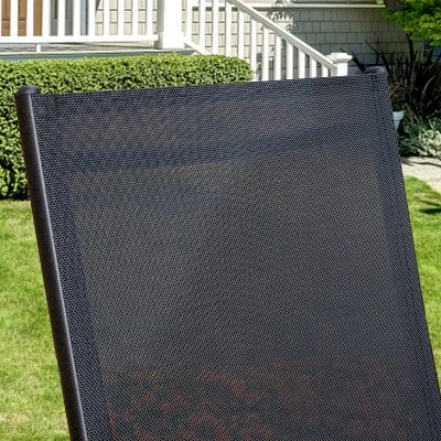 5pc Patio Dining Set With Square Metal Table With Umbrella Hole And Foldable Sling Chairs - Captiva Designs - Image 2