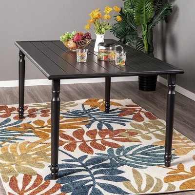 Outdoor Steel Rectangle Dining Table With 1.77" Umbrella Hole - Captiva Designs - Image 2