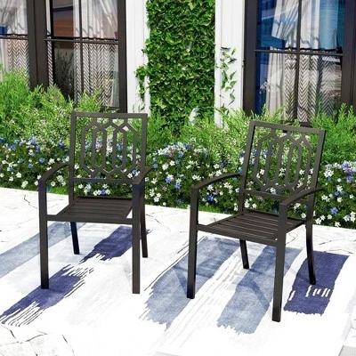 5pc Patio Table & Metal Chairs With Diamondback Design - Captiva Designs - Image 4