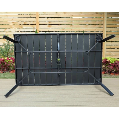 7pc Patio Dining Set With 360 Swivel Chairs With Cushions And 59"x35" Steel Table - Captiva Designs - Image 6