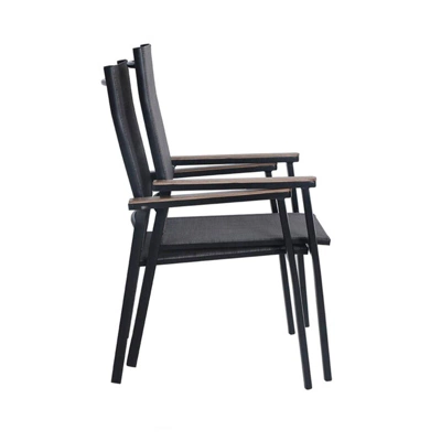 2pk Aluminum Patio Arm Chairs With Wooden Armrests - Captiva Designs - Image 6