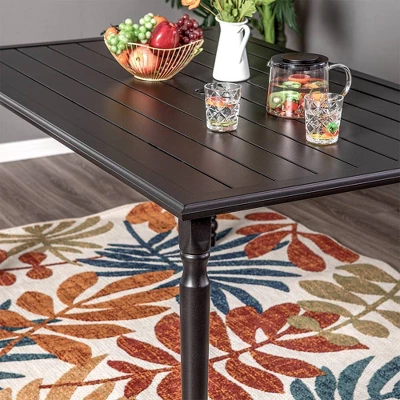 Outdoor Steel Rectangle Dining Table With 1.77" Umbrella Hole - Captiva Designs - Image 4