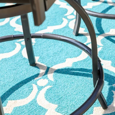 5pc Outdoor Set With Swivel Stools & Cushions & Square Metal Table - Captiva Designs - Image 2