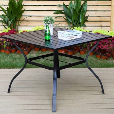 5pc Patio Dining Set With 360 Swivel Chairs & Square Steel Table - Captiva Designs - Image 5