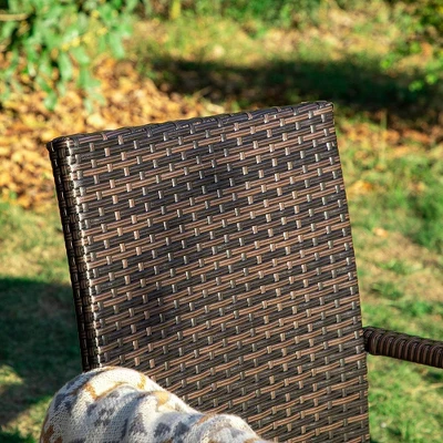 6pc Patio Dining Set With Acacia Wood Table & Bench And 4 PE Rattan Chairs - Captiva Designs - Image 9