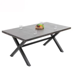 65.9" Rectangle Large Metal Patio Table - Black - Captiva Designs