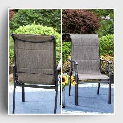 5pc Patio Dining Set With Steel Table With 1.57" Umbrella Hole & Padded Arm Chairs - Captiva Designs - Image 2