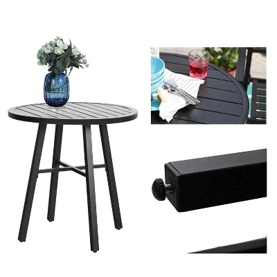 3pc Patio Dining Set With Small Round Steel Table & Sling Chairs - Captiva Designs - Image 2