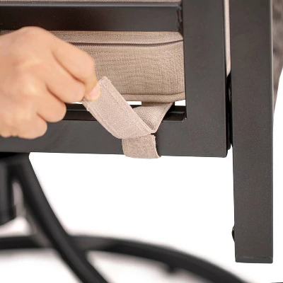 5pc Outdoor Dining Set With Swivel Chairs With Seat & Back Cushions & Square Metal Slat Table With 1.57" Umbrella Hole - Captiva Designs - Image 7