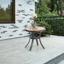 Round Patio Coffee Table - Black - Captiva Designs