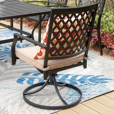 7pc Patio Set With 37" Table & Diamond Back Swivel Arm Chairs - Captiva Designs - Image 6