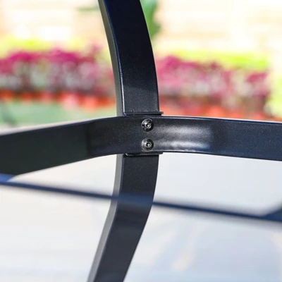 5pc Outdoor Dining Set With Swivel Chairs With Seat & Back Cushions & Square Metal Slat Table With 1.57" Umbrella Hole - Captiva Designs - Image 5